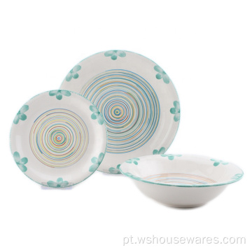 12 PCs Pintura à mão Dinnerware